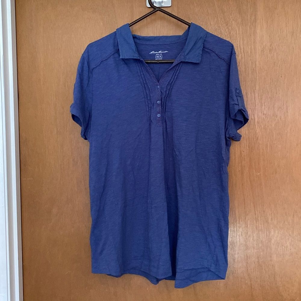 NWOT Womens Eddie Bauer Tall XL short sleeve button top with collar